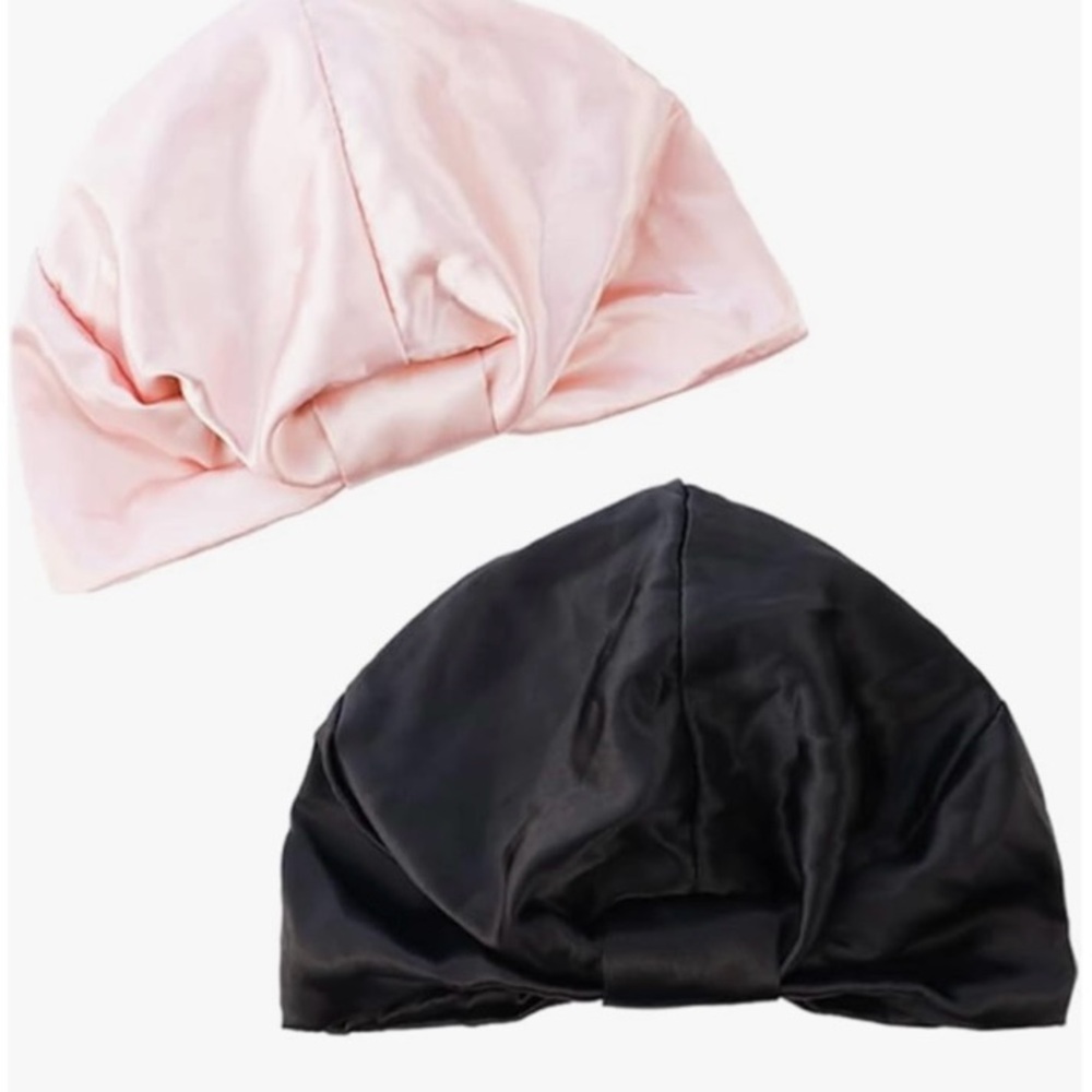Chic Satin Turban Duo in Pink and Black